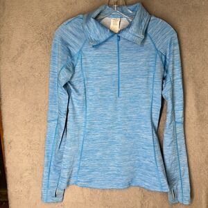 Under Armour ColdGear Blue Heathered 1/4 Zip Long Sleeve Athletic Top Women's S